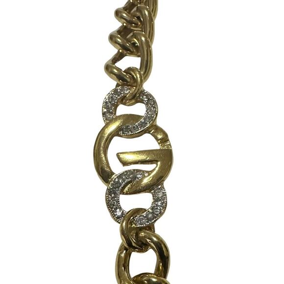 Vintage Givenchy -Gold Crystal Logo Link Chain Necklace 24” - Picture 9 of 15